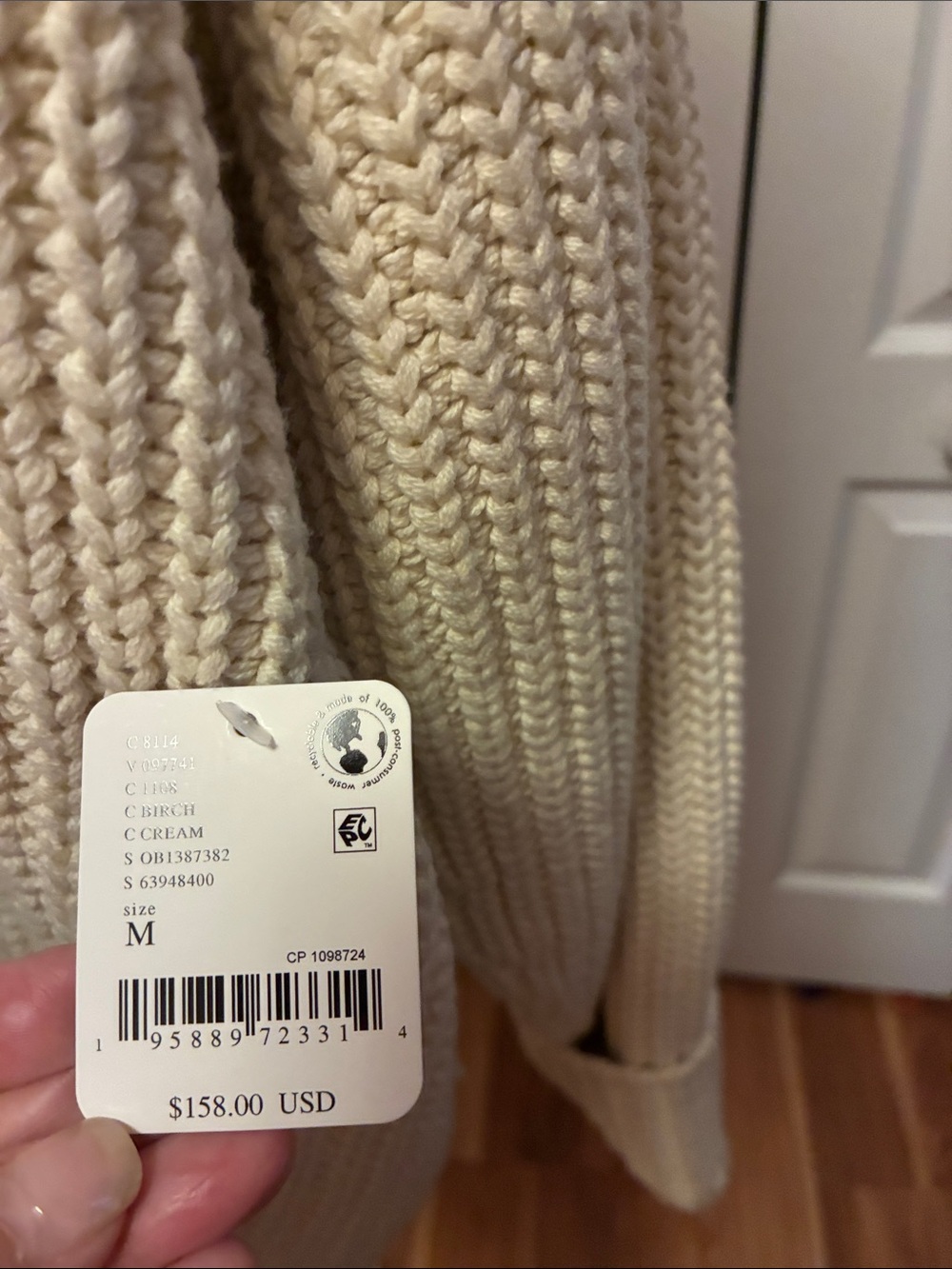 Free People Oversized Cream Ribbed Button Cardigan - Picture 2 of 6